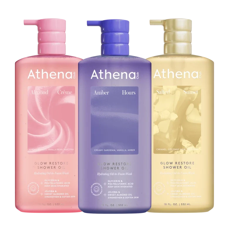 Glow Restore Shower Oil Trio W7 Almond Creme, Amber Hours, Salted Sunset